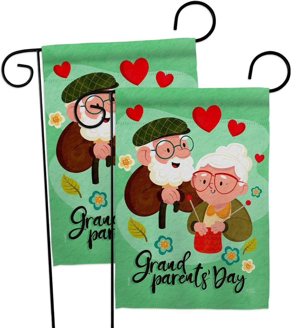 Grandparents Day Garden Flags Pack Family Grandparent Grandma Grandpa Nana Papa Parent Sibling Relatives Support Our Troops Small Decorative Gift Yard House Banner Made In USA 13 X 18.5
