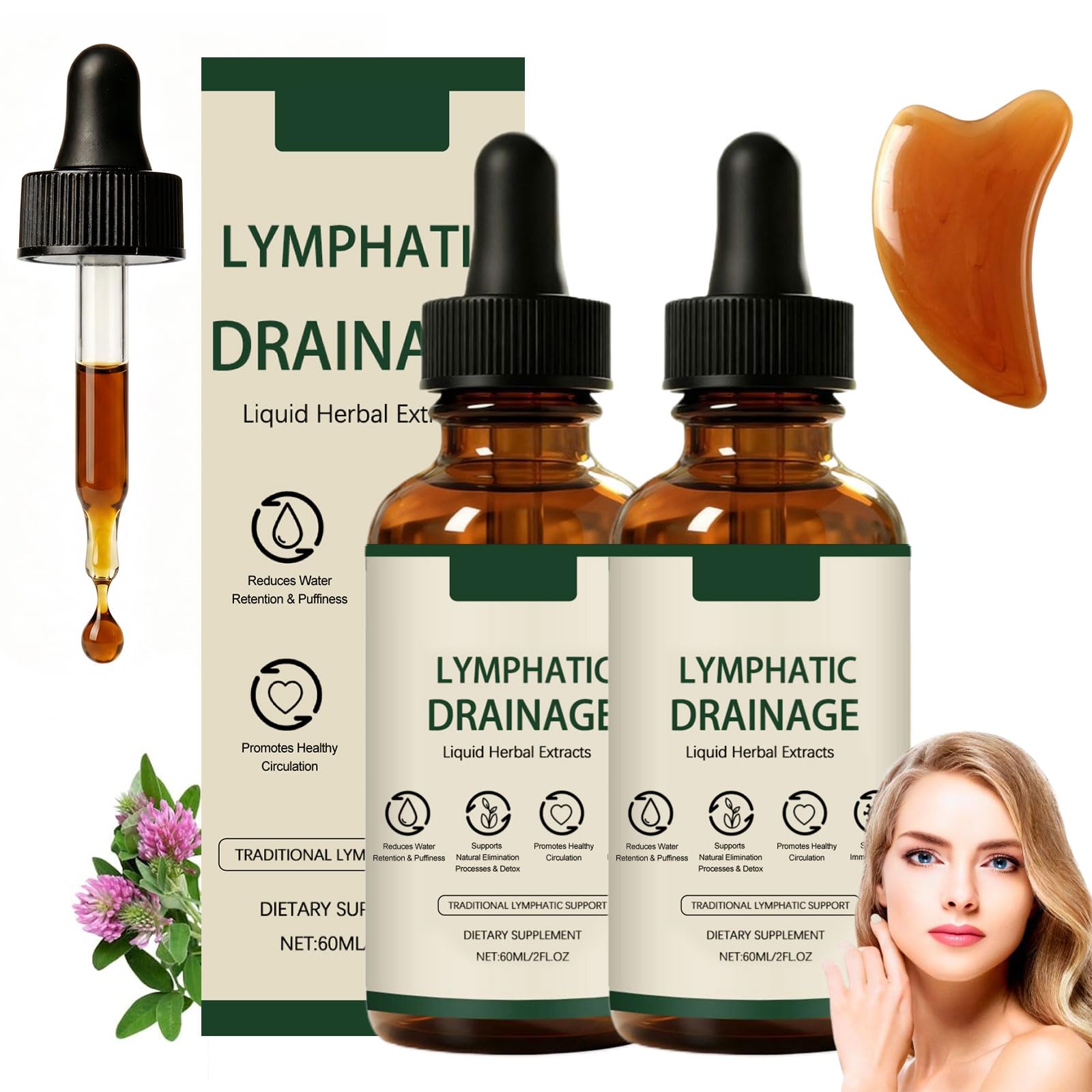Lynae Drainant Lymphatique,Lymphatique Gouttes,Drainage Lymphatique,Drainant Lymphatique,Drainage Lymphatique Corps Complet,Support Système Lymphatique,Naturelles Pour Femmes Hommes (2, 60mlx2pc)