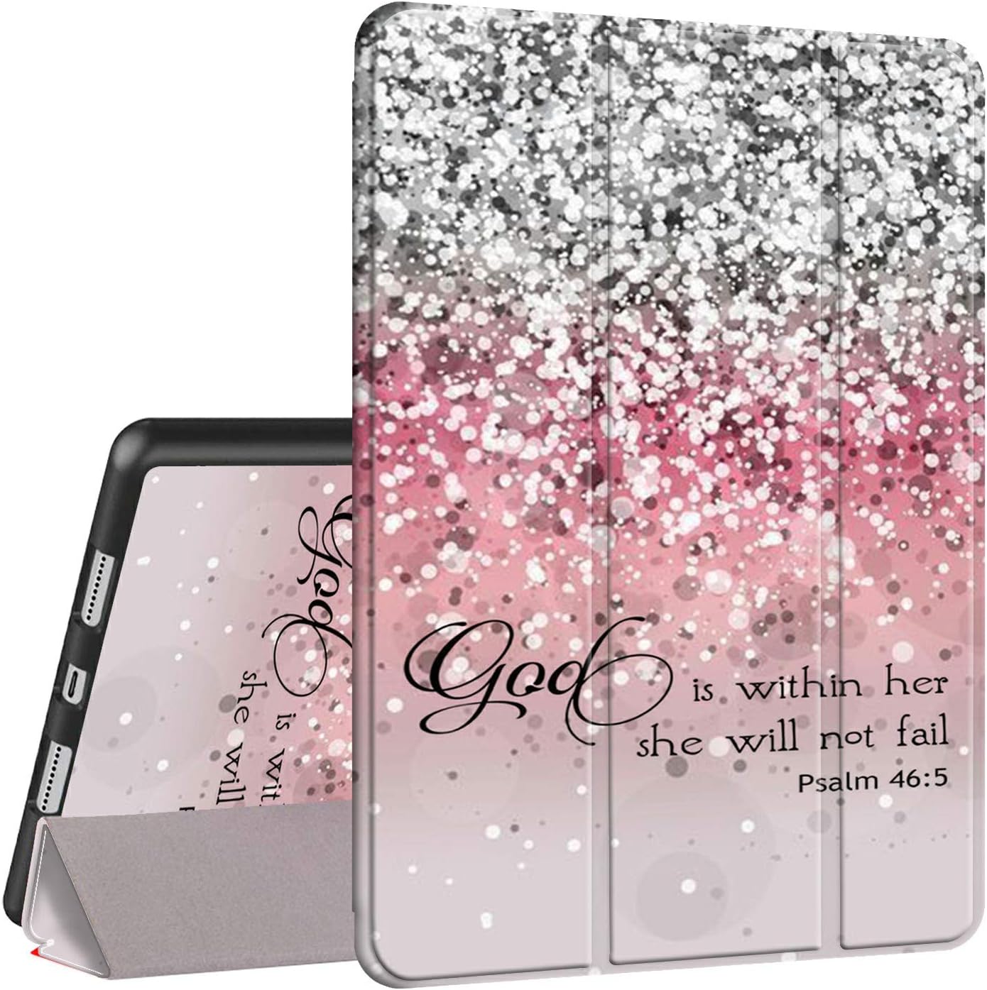 iPad Pro 11 Case 2020, Rossy PU Leather Shock Trifold Stand Folio Smart Cover with Auto Wake/Sleep & Pencil Holder for Apple iPad Pro 11 inch 2nd Generation 2020-Quote Bible Psalm 46:5