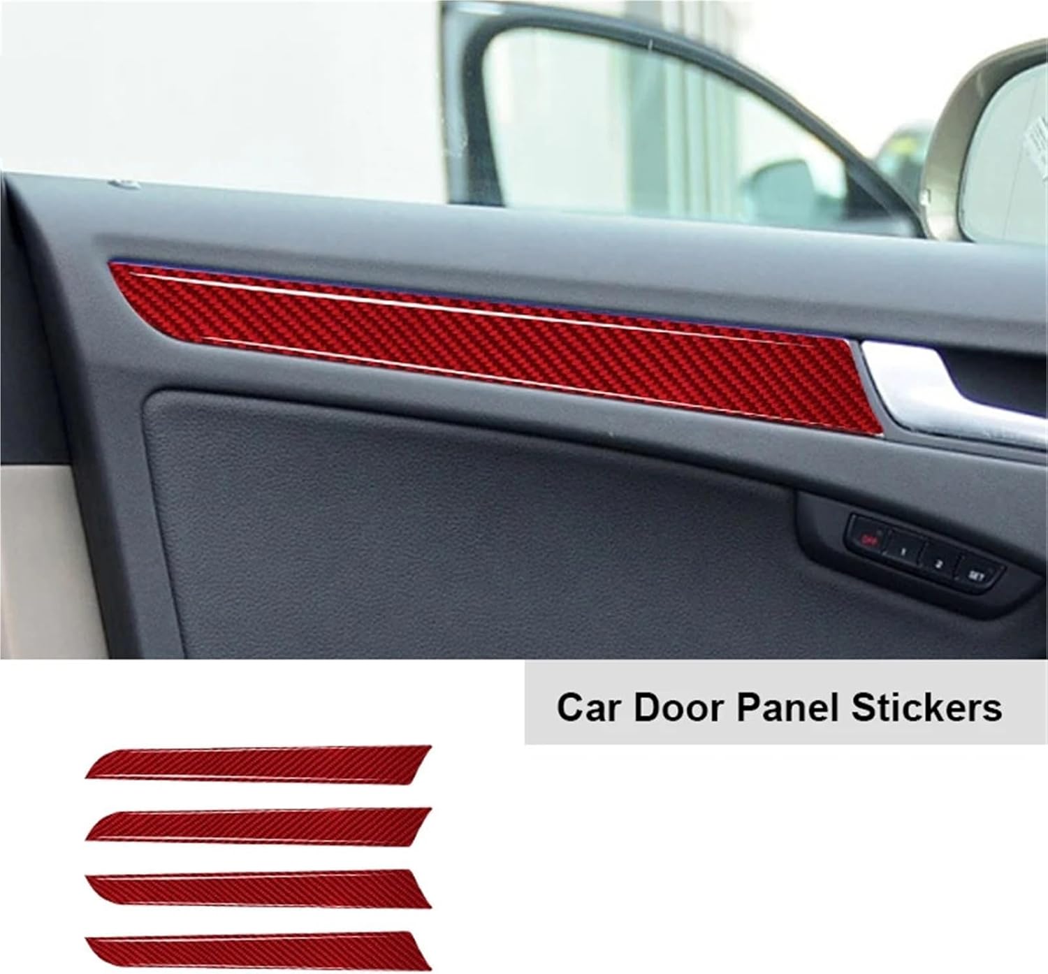 4PCS/Set Compatible with A4L 2009-2016 Car Door Panel Strip Trim Carbon Fiber Stickers Car Accessories(Gloosy Black)