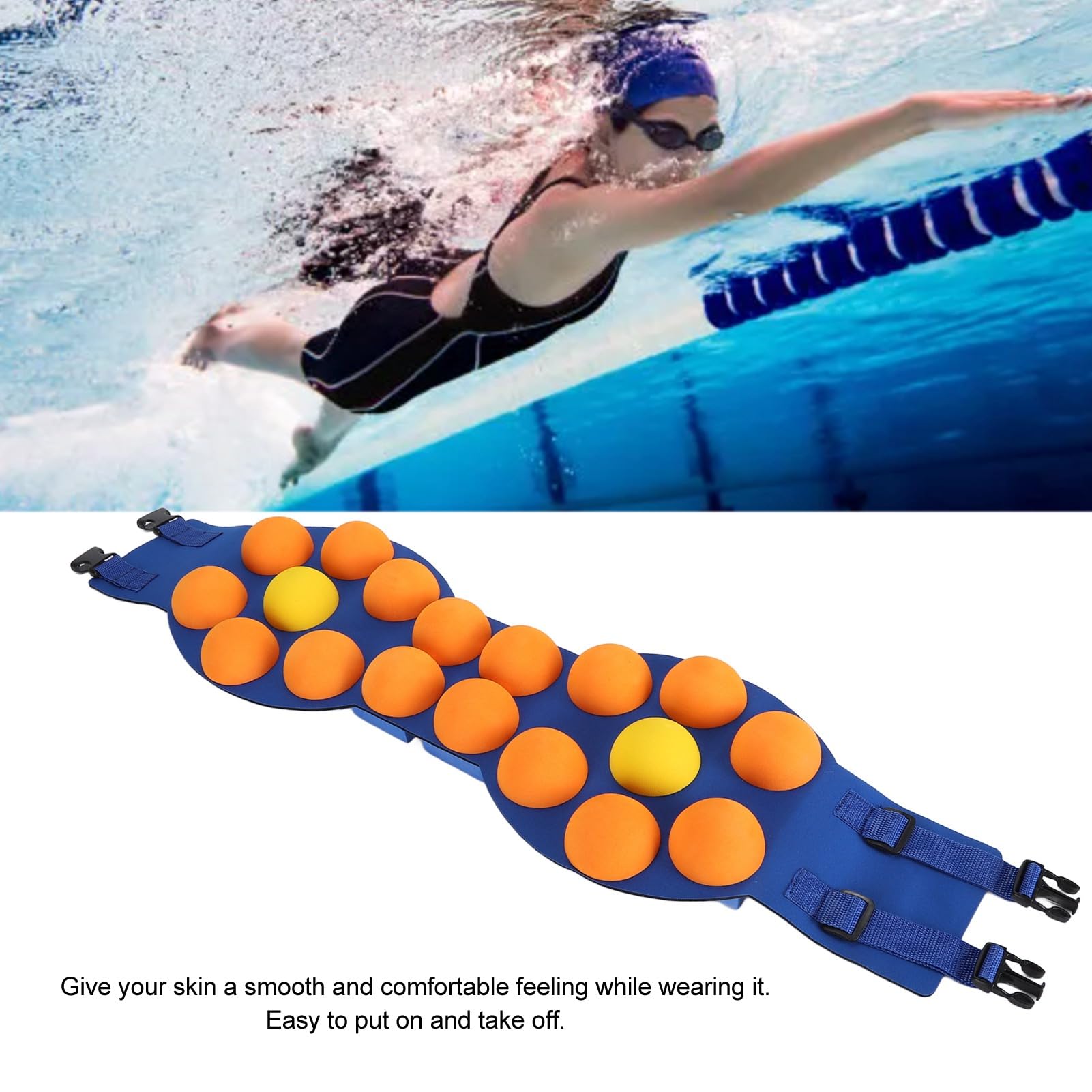 Swim Belt, Safe Skin Friendly Swimming Training Belt Supportive for Water Aerobics (Medium)