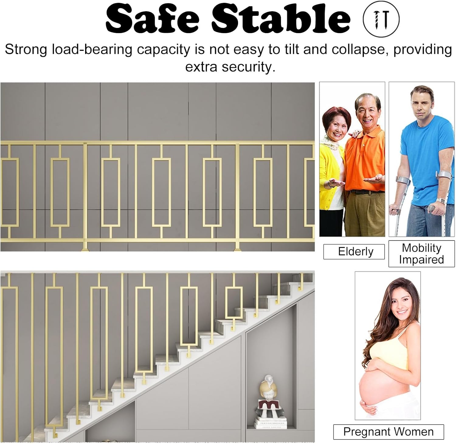 Side Mount Stair Baluster Black, 20 90 100 120 150 200 220 230 240 Height Wrought Iron Staircase Spindles for Internal Attic Steps, Handrail Railing Post/Column(Black A,20cm/7.9in/0.7ft)