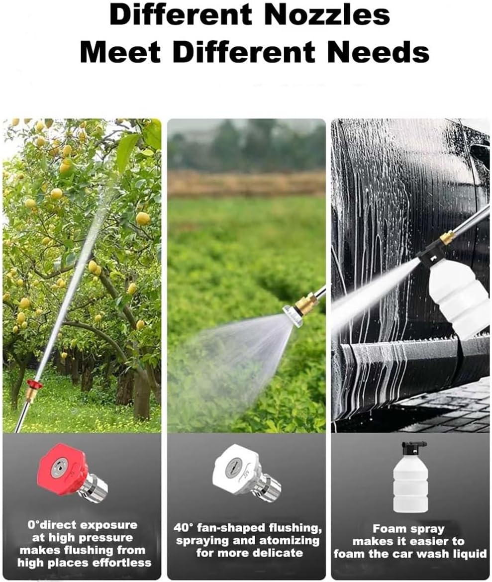 Cordless Pressure Washer, 30Bar Battery Powered with 3 Spray Modes and Accessories, Handheld Electric Power Washers for Cars/Fences/Driveways/Patios/Home Cleaning (Black, L)