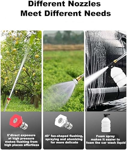 Miniatura 6 de Pistola de lavado a presión inalámbrica, lavadora a presión portátil de 35 bar con 2 boquillas ajustables, adecuada para lavar automóviles,