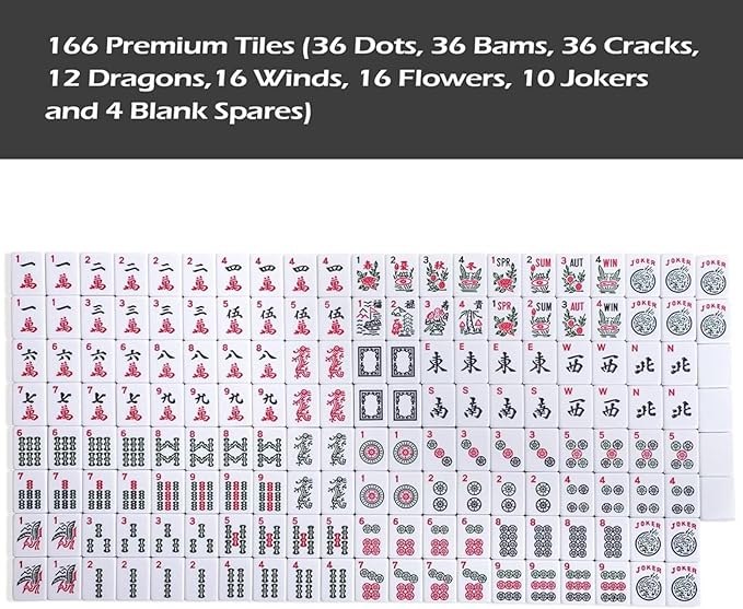 Juego de Mahjong Americano, 166 Fichas Blancas con Estuche Azul miniatura 9