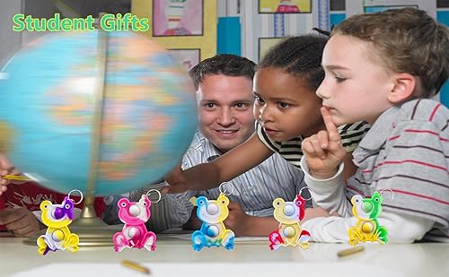 Miniatura 3 de Paquete de 20 unidades a granel de rana con burbujas de arco iris para niños y niñas, regalos de fiesta de cumpleaños, regalos de premio para