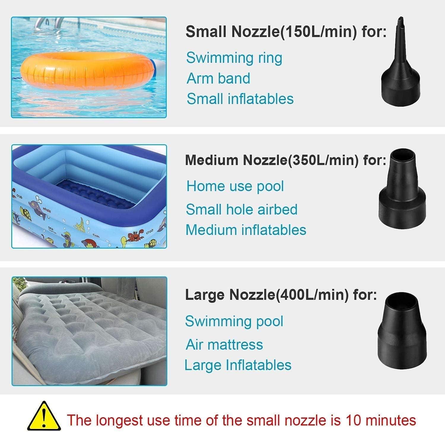 Lihebcen Electric Air Pump Air Mattress, Portable Pump for Air Mattress Inflatable Airbed Boats Swimming Ring 130W : Home & Kitchen