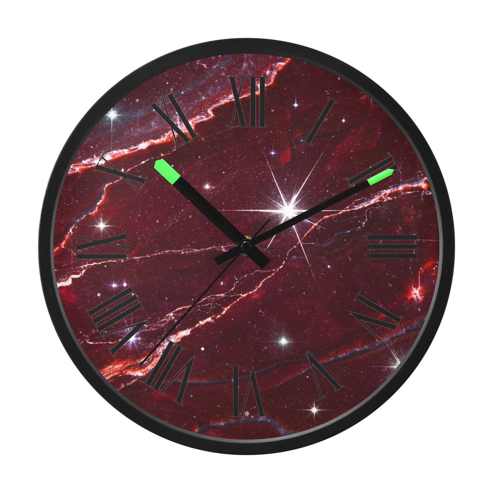 Horloge murale lumineuse imitation marbre rouge chic