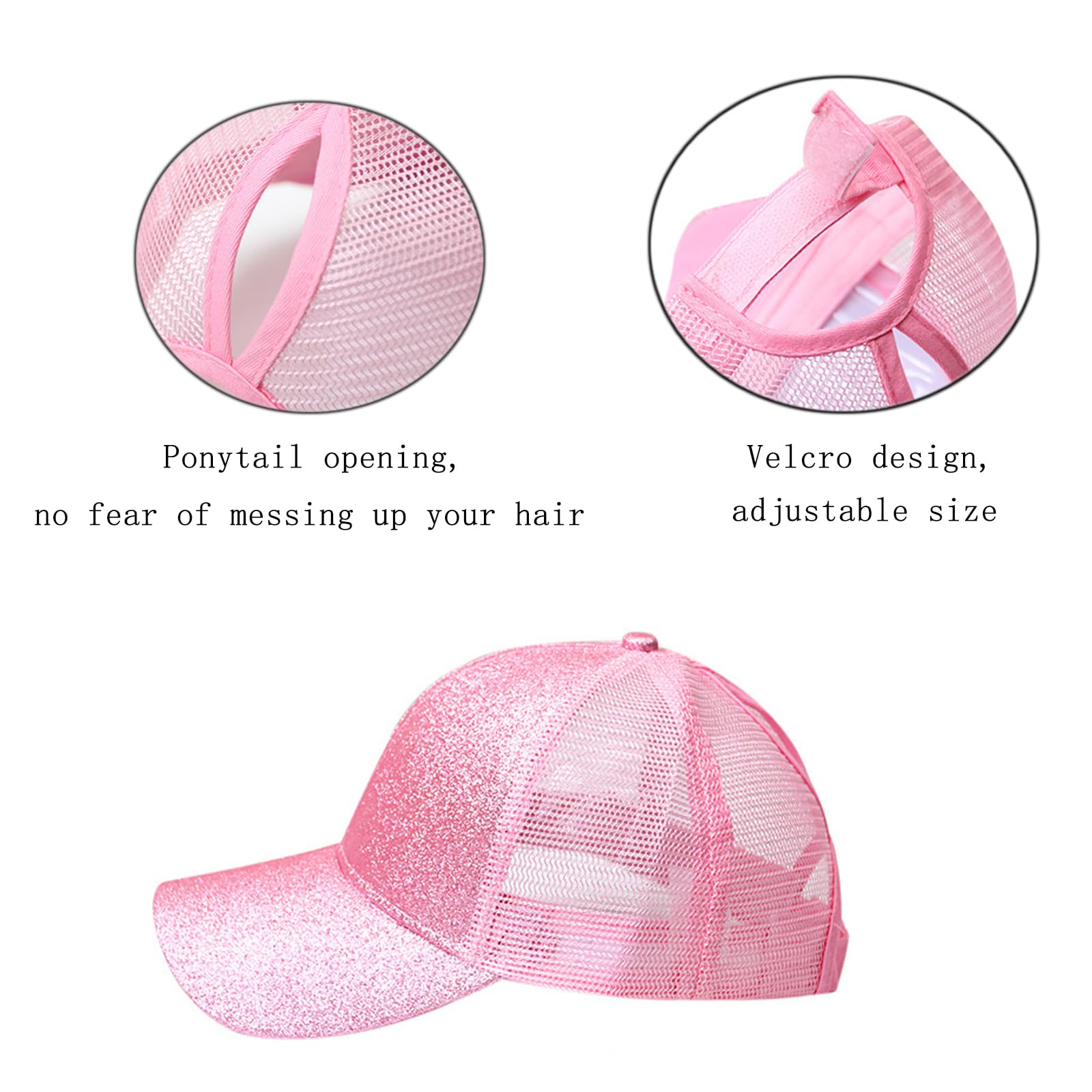 Gorra de Béisbol Transpirable, Gorra de béisbol para niñas, Sombrero de Sol Al Aire Libre, para Mujeres con Un PeríMetro Craneal de 54-58 cm (Rosa)