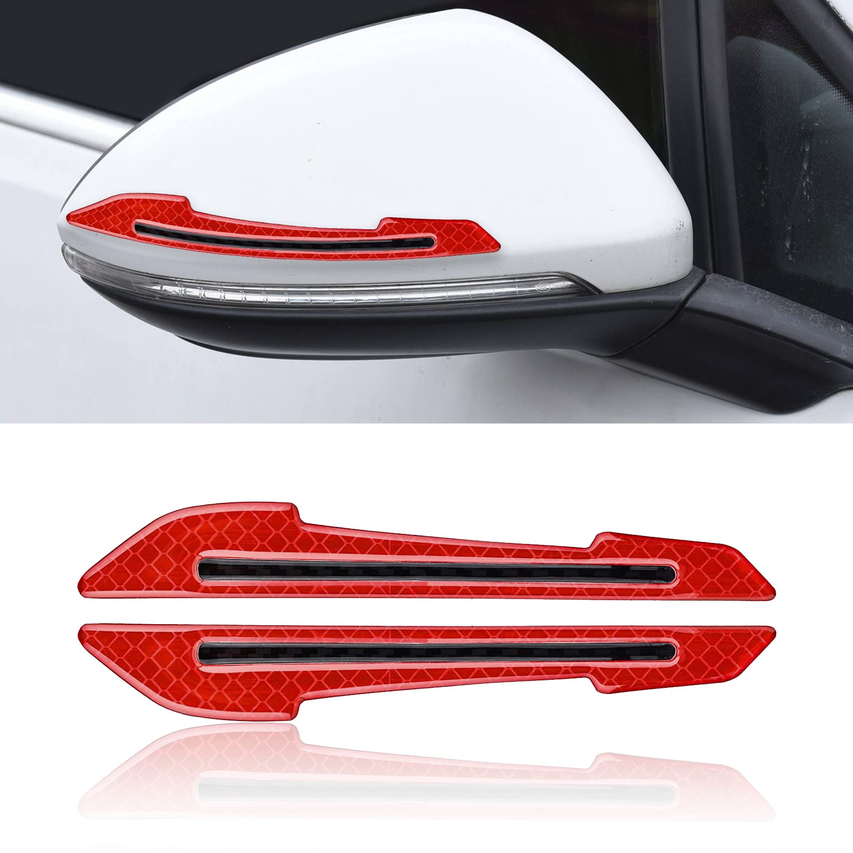(Red) 2Pcs Car Rearview Mirror Reflective Sticker, Rearview Mirror Reflective Warning Stickers, Strip Reflective Warning Car Rearview Mirror Sticker Compatible with C-elerio X-image-49