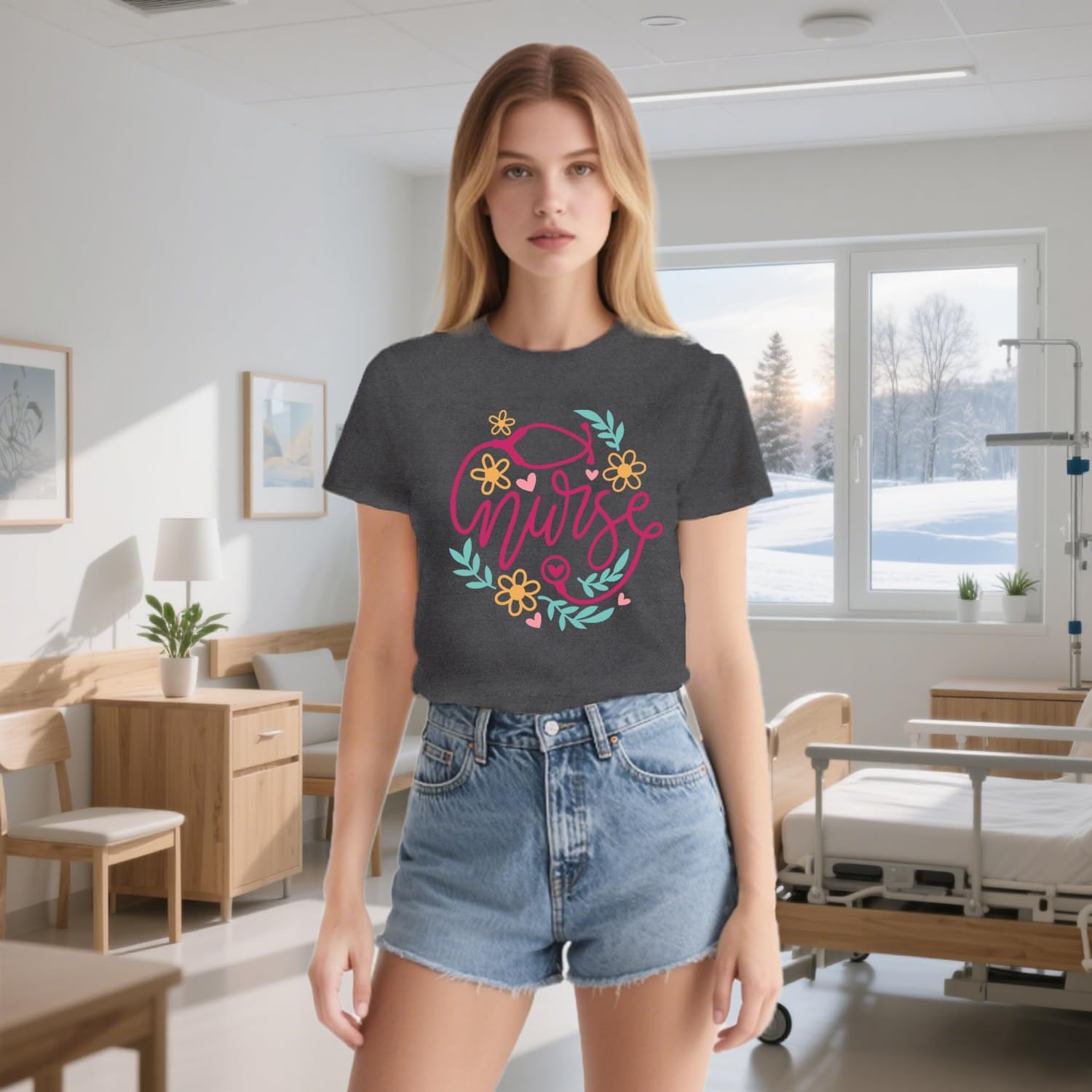 Womens Nurse Shirts School Nurse T-Shirts Nursing Life Tee Tops - Image 3