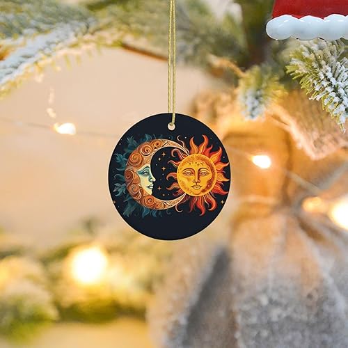 Miniatura 6 de Adornos colgantes de cerámica con sol dorado, colgantes de bolsa para mujer, decoración de interiores de automóvil, colgantes de árbol de Navidad