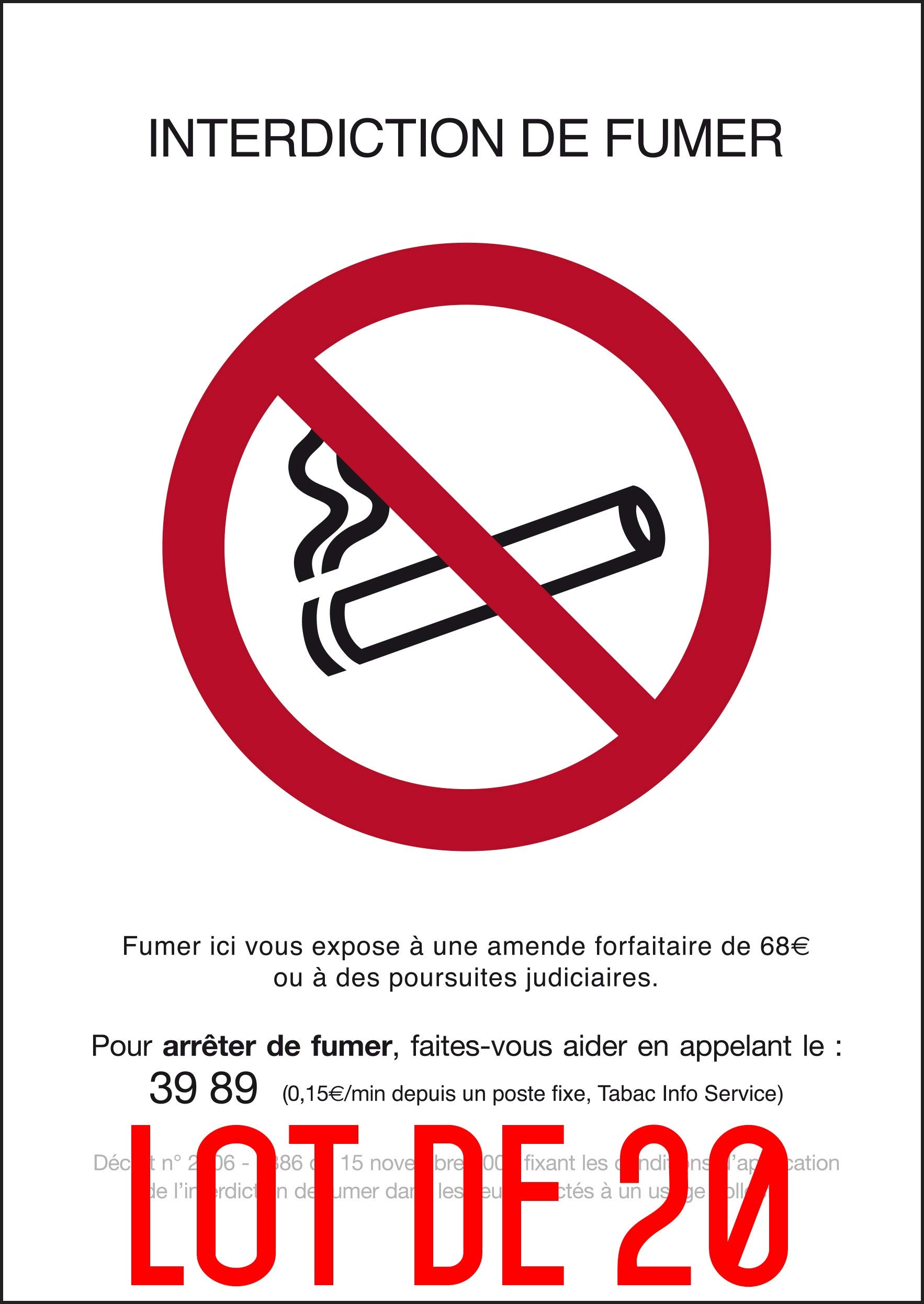 Rauchen Verboten Schild (Französisch) – Selbstklebend, Vinyl, 148 X 210 Mm, Wasserfest, Nach EN ISO 7010