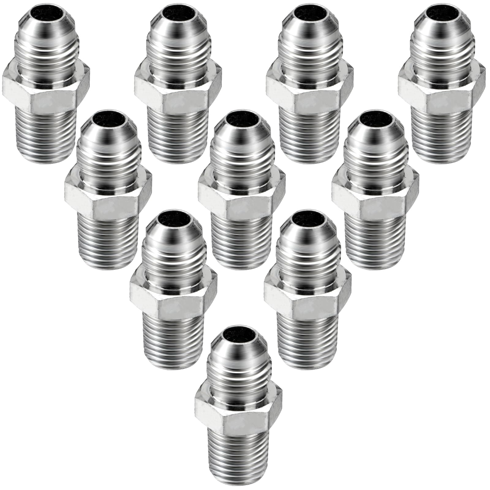 Racewill 10 Pack Hydraulic Hose Adapter Fittings: 3/8" JIC 37° Male x 1/4" NPT Male, Straight Tube Connectors with Protection Cover