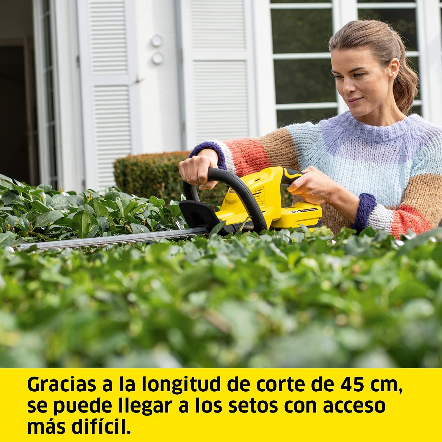 KÄRCHER 18 V Cortasetos HGE 18-45, Largo de Corte: 45 cm, ‎Cuchilla de Corte de Diamante, Peso: 2,68 kg, sin Cable, Potencia: máx. 250-500 m, Compatible con batería 18 V, batería no incluida
