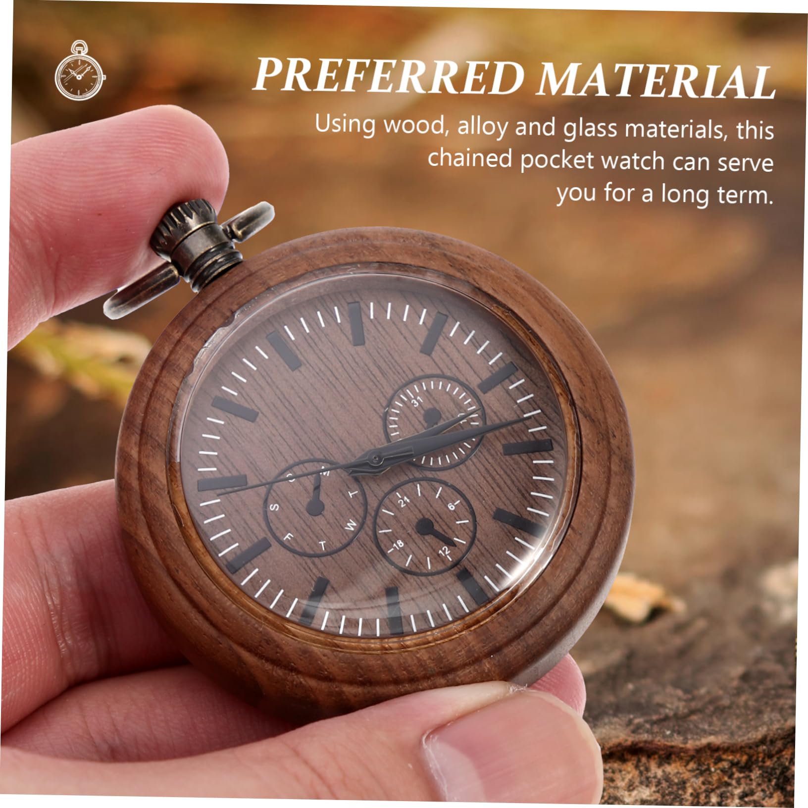 2 Piezas Reloj de Bolsillo Antiguo de Madera Reloj Steampunk decoración Retro Relojes Retros Relojes de Bolsillo de los los niños Miran el Juguete Vidrio