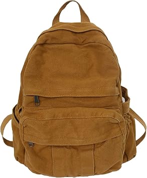 Canvas Backpack for Women Men Mini Aesthetic College Backpack Vintage Laptop Backpack Casual Daypack Small Travel Rucksack Brown,One Size