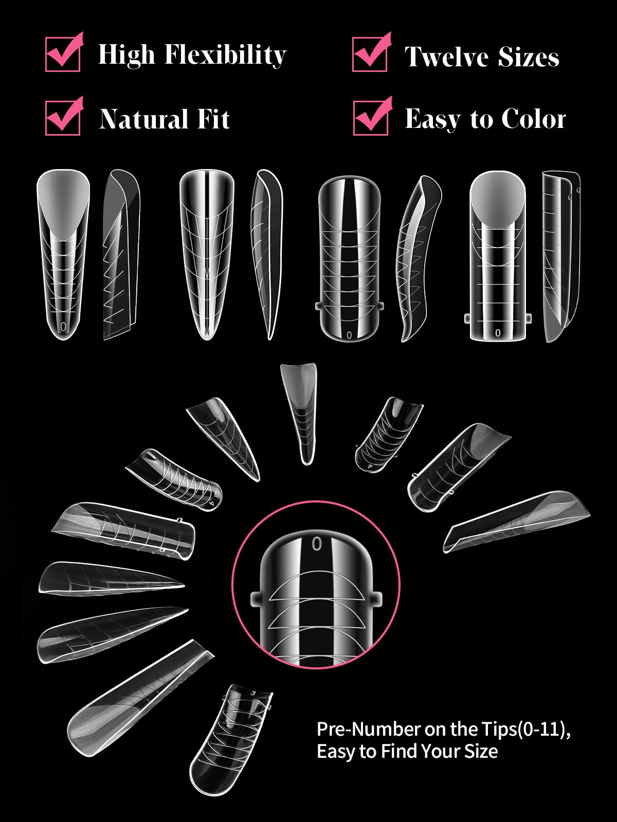 EBANKU 96PCS Matte Clear Dual Nail Forms System Full Cover Nail Mold Tips Acrylic Nail Extension Tools for Nail Art Salon Nails Design(4 Styles) - Image 2