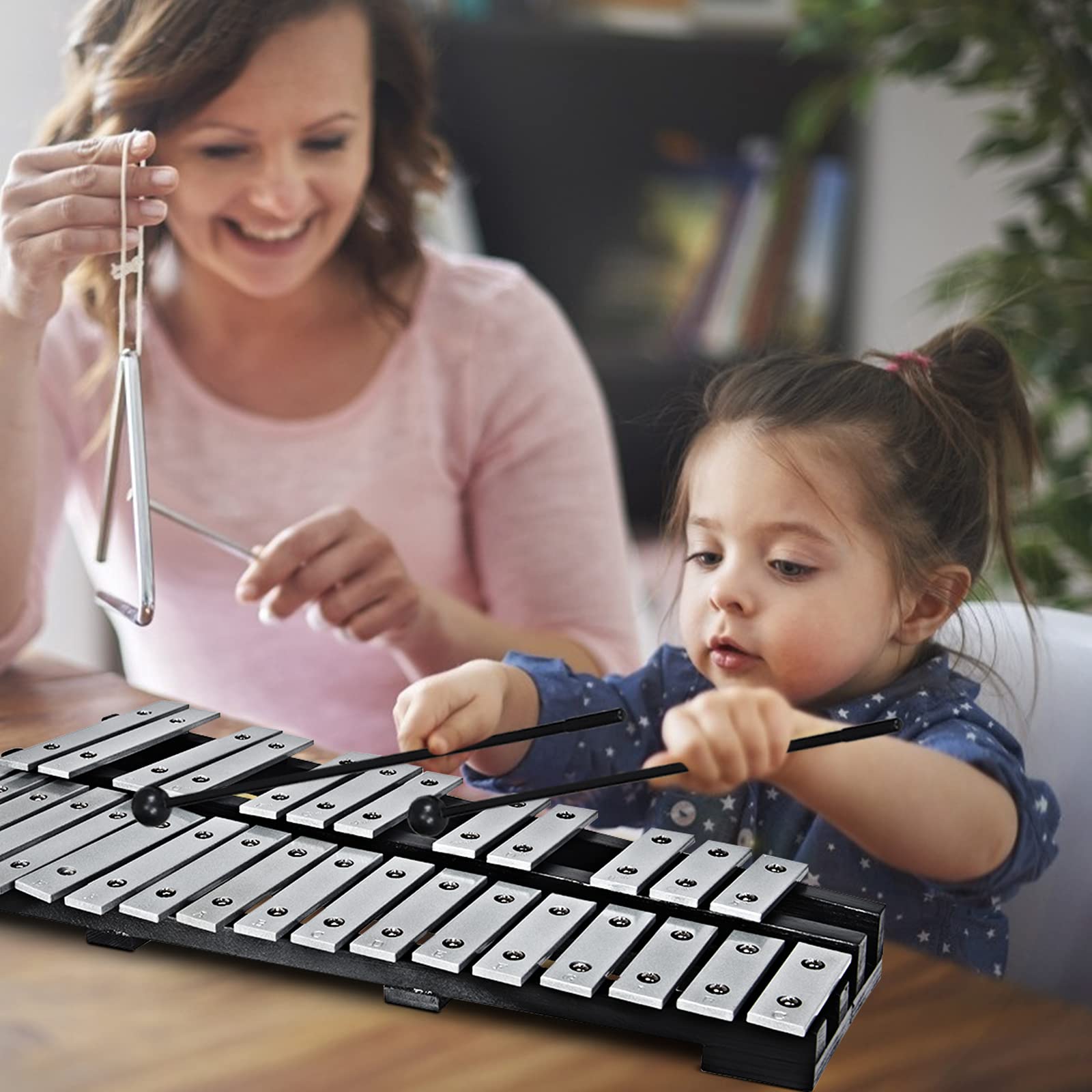 DREAMADE Glockenspiel, 30 Note Xylophone Pliant avec 2 Maillets, Xylophone en Aluminium Cadre en Bois avec Sac de Transport, Instrument de Percussion pour Enfant et Adulte