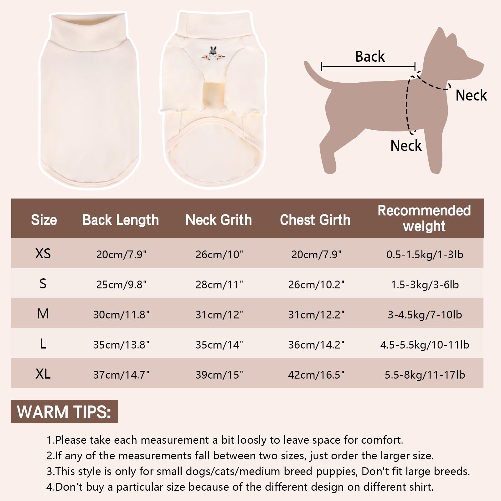 Yaopelky Dog Sweatshirt for Small Medium Dogs Cats Fall Pet T-Shirt Long Sleeve Puppy Outfit Casual Doggy Clothes for Yorkie Chihuahua (M(3-4.5kg) - Image 4