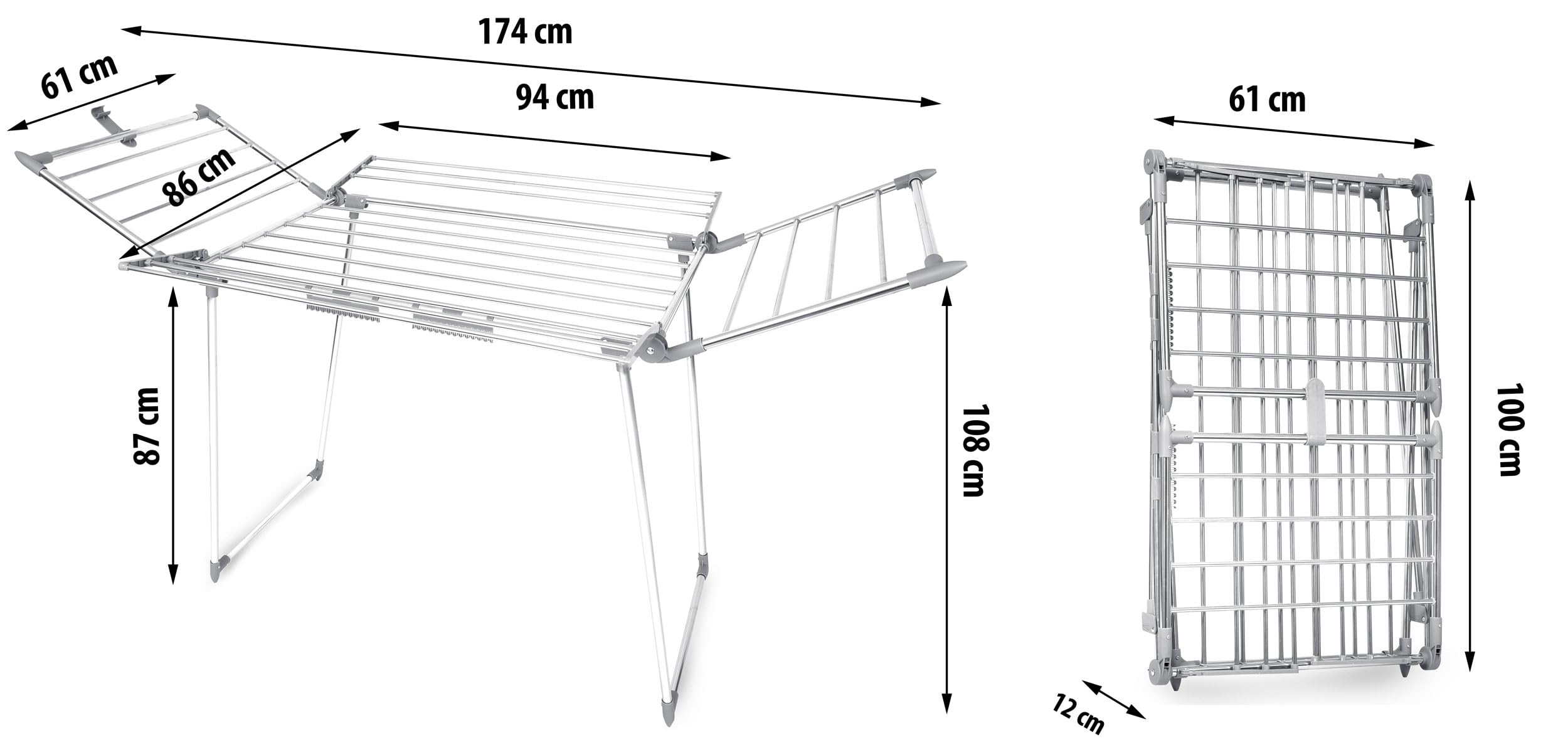 Wäscheständer Rostfrei Outdoor Ausziehbar Groß Wäscheflügeltrockner Wäschetrockner Ständer Stabiler Standtrockner Mit Rutschfesten Füßen Trockenfläche 22 M Lina Weiß 174 x 56 x 108 cm