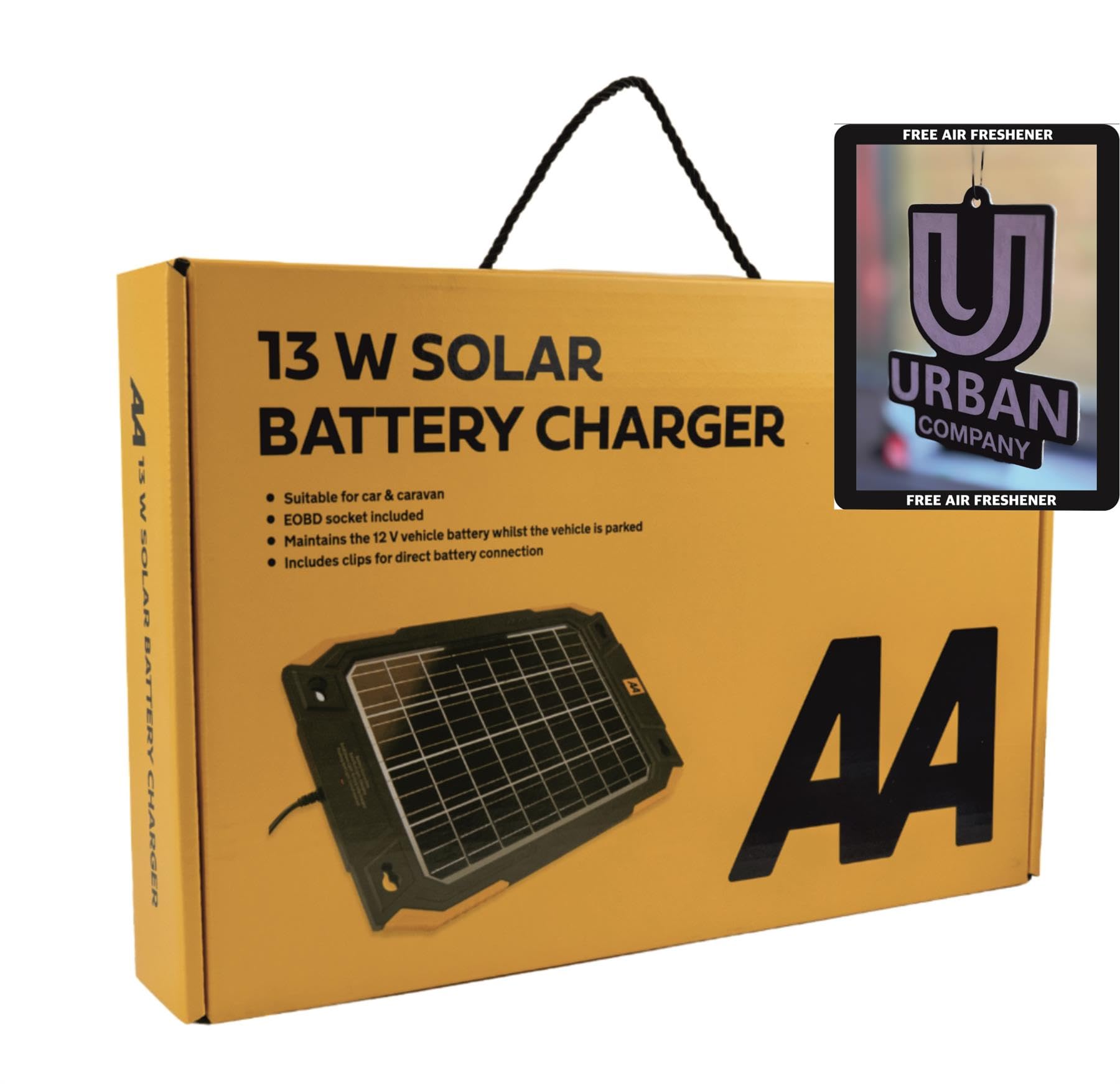Car Battery Charger Solar EOBD Trickle Charger Maintainer 13W inc Free air freshener