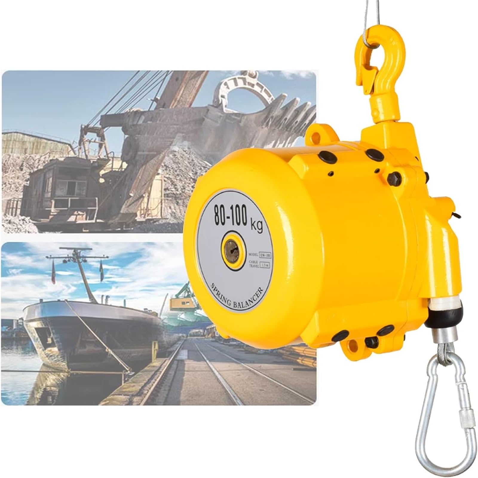 HYQOUKLR Telescopic Spring Balancer, Spring Balancer Aluminum Retractable 1.5m Wire Rope Adjustable Tension 3-200kg(100kg)