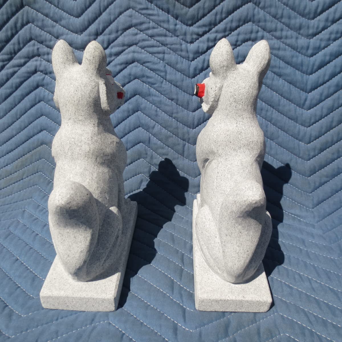 Amazon.co.jp: キツネ 一対 8寸 お稲荷 お狐様 置物 石 御影石