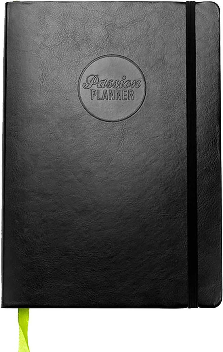 Passion Planner Dated Jan-Dec 2020, Goal Oriented Weekly Agenda and Reflection Journal, Small (A5-5.8 x 8.3 inches) Monday Start Elite Black