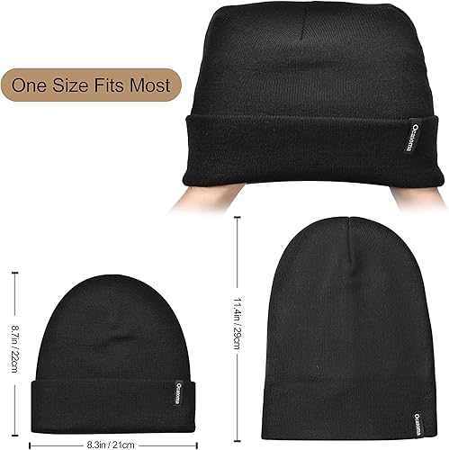 Miniatura 2 de Ocatoma Gorro para hombres y mujeres, de punto acrílico, con puños, para uso diario, cálido, unisex, regalos para hombres y mujeres, novio, él y ella