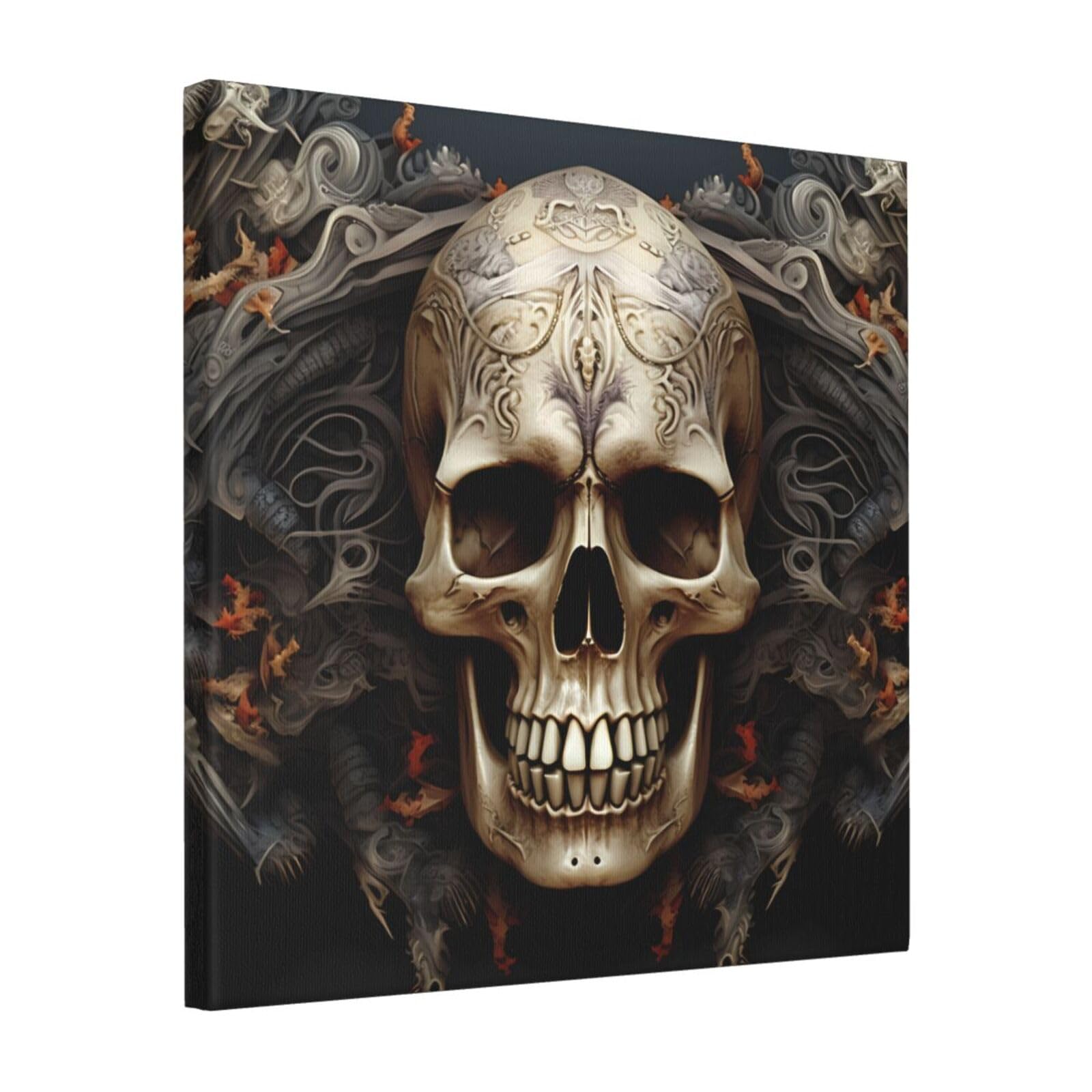 KLOPH Skulls Canvas Wall Art for Living Room 16"x16" Modern Artwork Painting for Bathroom Hanging Canvas Prints Aesthetic Wallart for Bedroom Kitchen Office Wall Decor