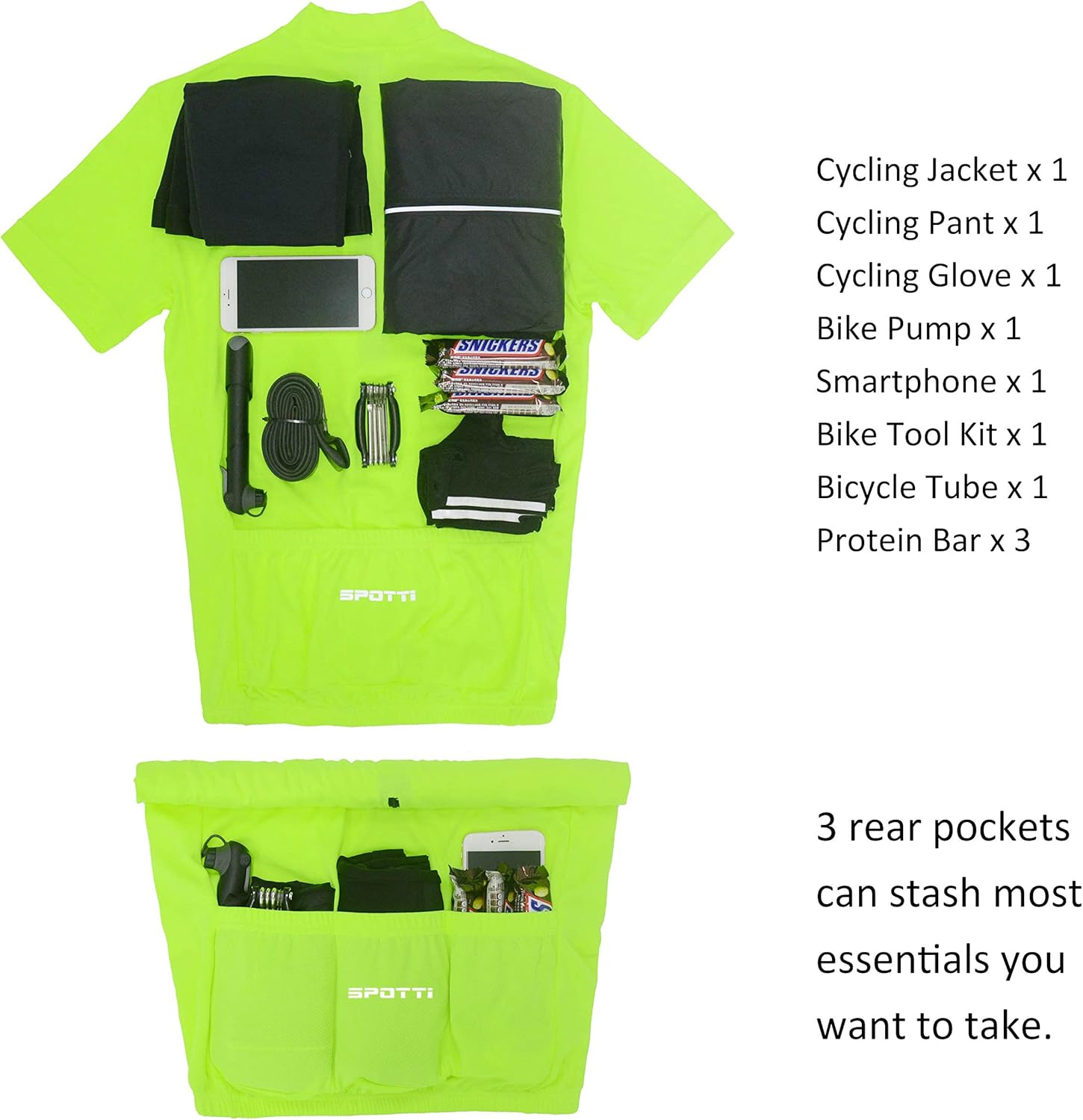 Spotti Men's Cycling Bike Jersey Short Sleeve with 3 Rear Pockets- Moisture Wicking, Breathable, Quick Dry Biking Shirt - Image 5