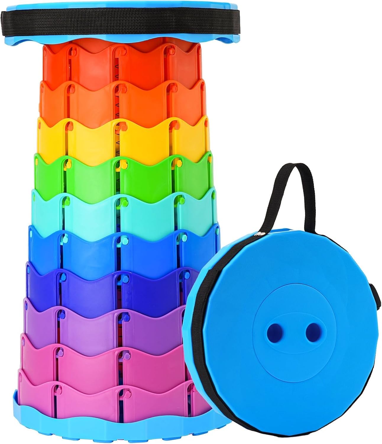 Collapsible Stool with Carry Bag, Rainbow Multicolour | Portable & Foldable, Lightweight Design, Camping & Outdoor Use, Space-Saving Storage, Carry Strap Included-image-13