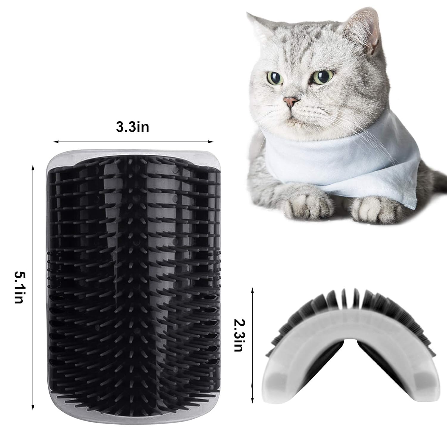 2 PACK Cat Self Groomer,Softer Cat Corner Scratcher For Wall With Catnip,Massage Comb Groomer Cat Corner Groomer,Pet Grooming Massage Kitten Brush,Cat Face Scratcher For Kitten with Long &Short Fur (Black)