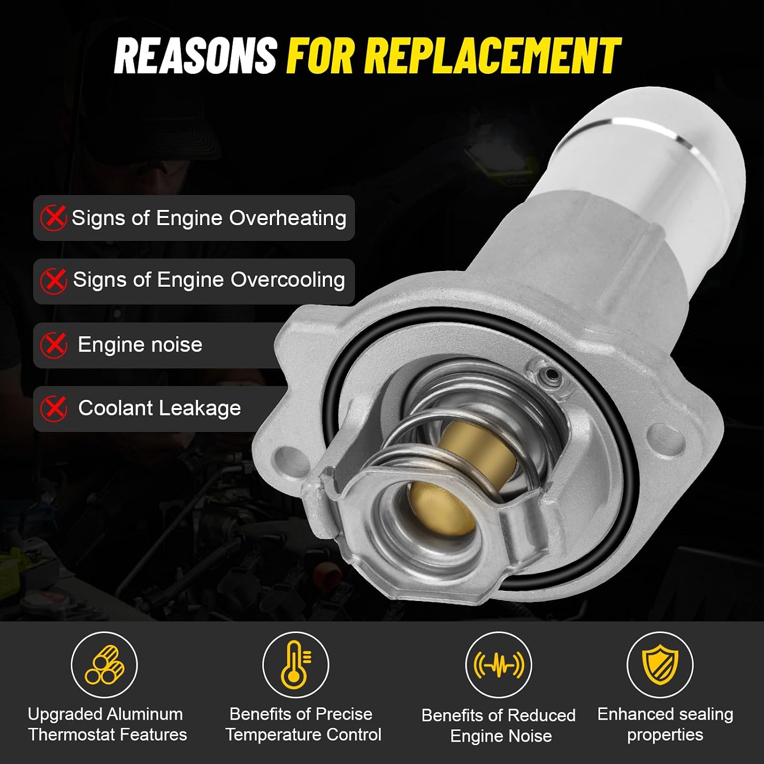 Upgrade Aluminium Thermostat Housing Assembly Compatible With 2004-2012 CHEVROLET COLORADO,2004-2012 GMC CANYON,2006-2010 HUMMER H3 H3T,2006-2008 ISUZU i-280 i-290 i-350 i-370,15-11073 12622316