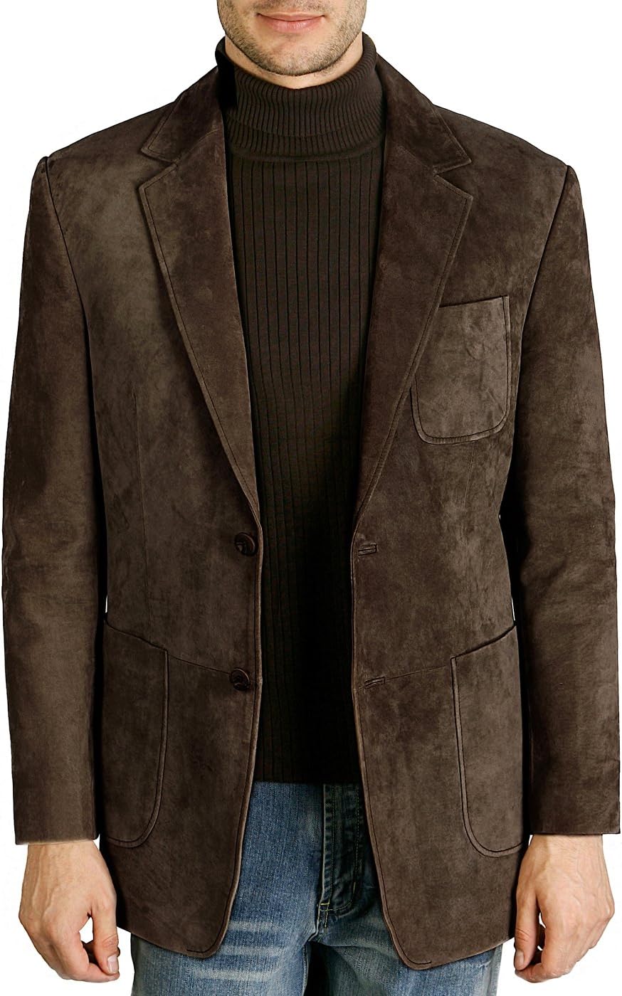 BGSD Men Steve 2-Button Suede Leather Blazer Sport Coat Jacket (Also available in Big and Tall and Short)