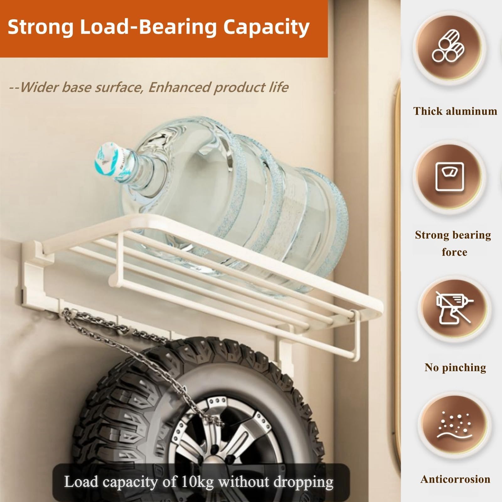 Wall Mounted Bathroom Towel Rack Heavy Duty Space Aluminum Foldable Towel Holder with 5 Hooks Shelf For Bathroom/Kitchen/Laundry Room/Rustproof Waterproof(60cm/23.6in)