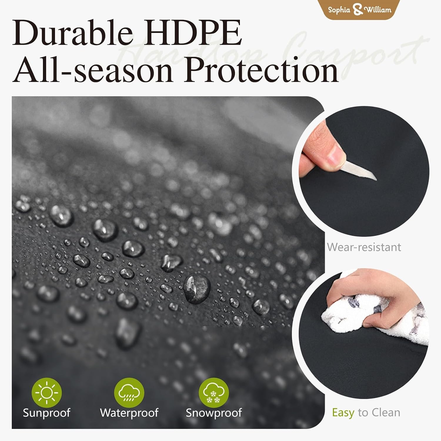 Carport Car Port Metal Canopy 12x20 ft Heavy Duty for Snow, Portable Garage Kit Shed Tent Shelter Metal Frame All Weather Outdoor for Boat with Removable Sidewalls, Dark Grey, Sophia & William