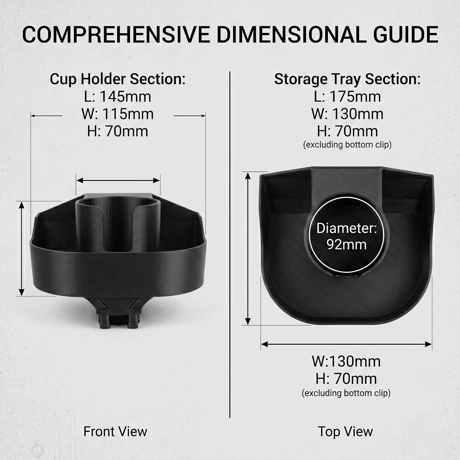 Cup Holder with Storage Tray for MX-5 ND (2016+) - Large 92mm Diameter Drink Holder and Storage Compartment
