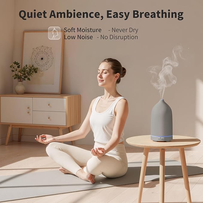 Difusor de Aromas URPOWER 120ml, Cerámica Gris, 7 Luces LED miniatura 6