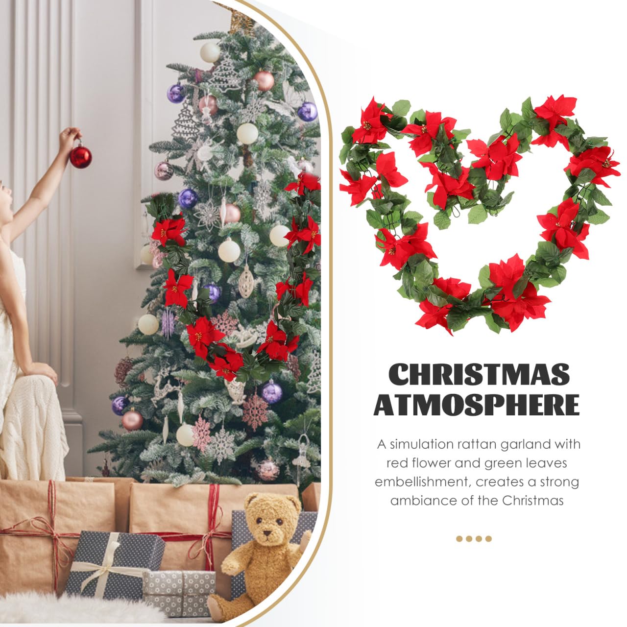 BESPORTBLE Canna di Natale Artificiales para Tavolo Camino Fiori Artificiali per Esterni 1pz Ghirlanda di Natale Ghirlanda di Natale Stella di Natale Ghirlanda Decorativa Prop
