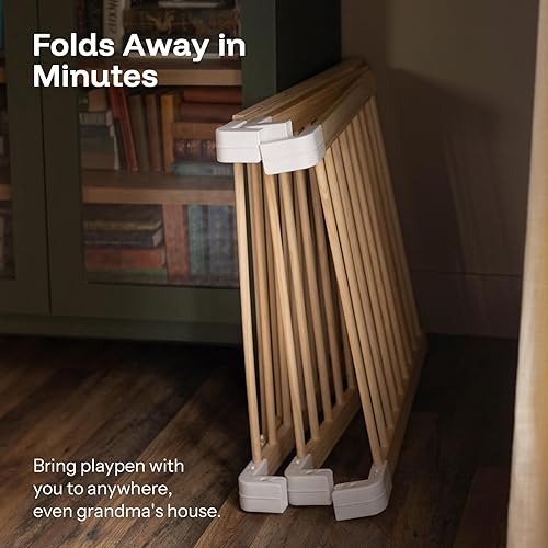 Miniatura 8 de HARPPA Corralito de madera para bebés y niños pequeños, patios de juegos grandes, área de juego con valla para bebés, 71.5 x 79.5 x 24 pulgadas