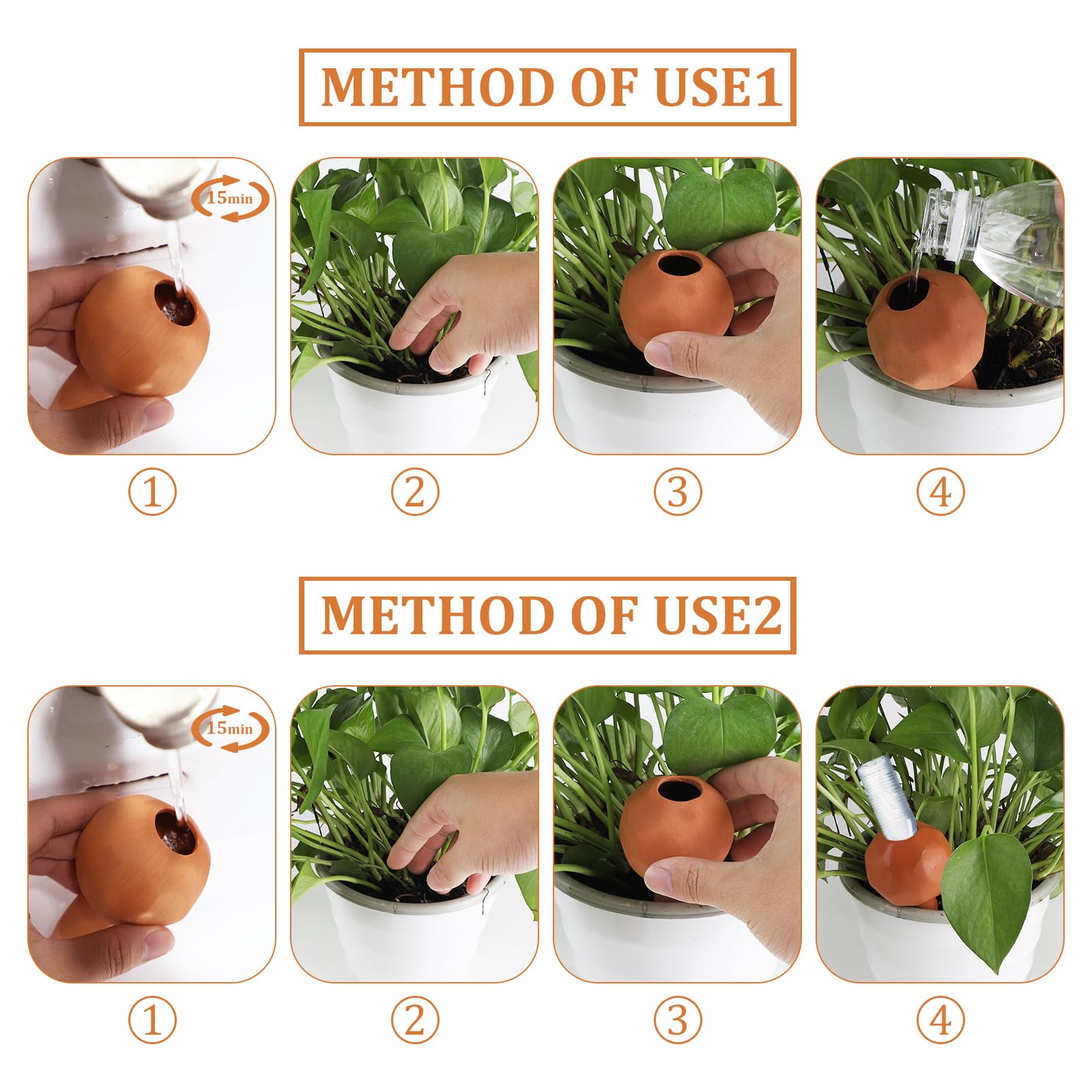 EXLECO 8 x Mini Tonkegel Bewässerung Pflanzen Bewässerungskugel 70ml Pflanzen Wasserspender Ton Automatische Bewässerung Zimmerpflanzen Gießkegel Bewässerungssystem Ballbrause für Balkonkästen