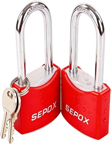 Vista 10 de SEPOX® Twins - Candados para exteriores resistentes a la intemperie de 1-9/16 pulgadas con la misma llave, grillete largo, cerradura de acero 2 pzas