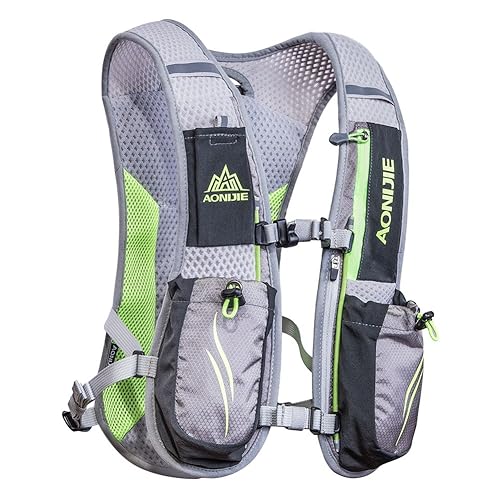 Chaleco Hidratación para Correr AONIJIE para Mujeres y Hombres, Mochila Ligera para Trail Running 5.5L Gris