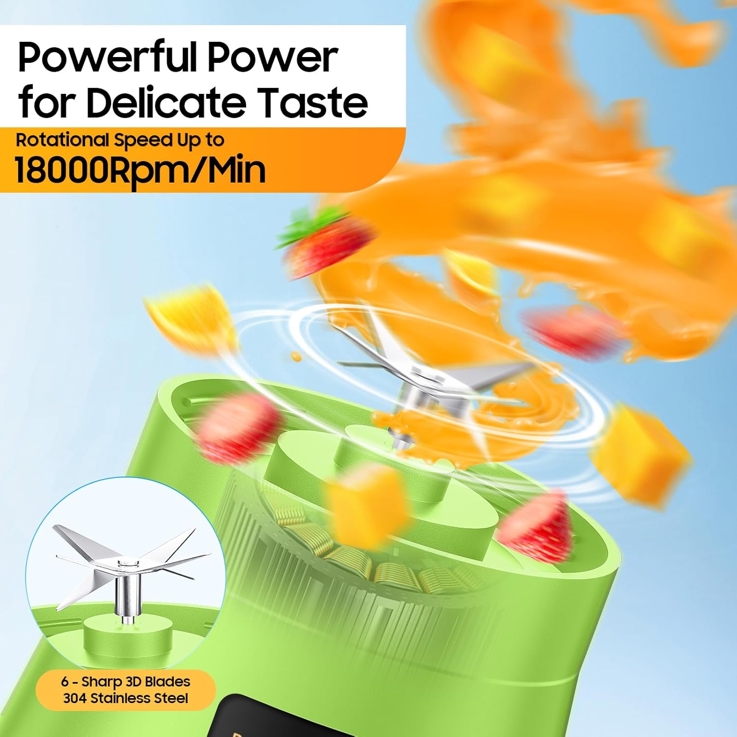 Cordless Portable Personal Size Blender - Mini Blender Make Smoothies and Shakes, 380Ml BPA Free Travel Cup, Powerful Blending Suit in Office/Home/Gym