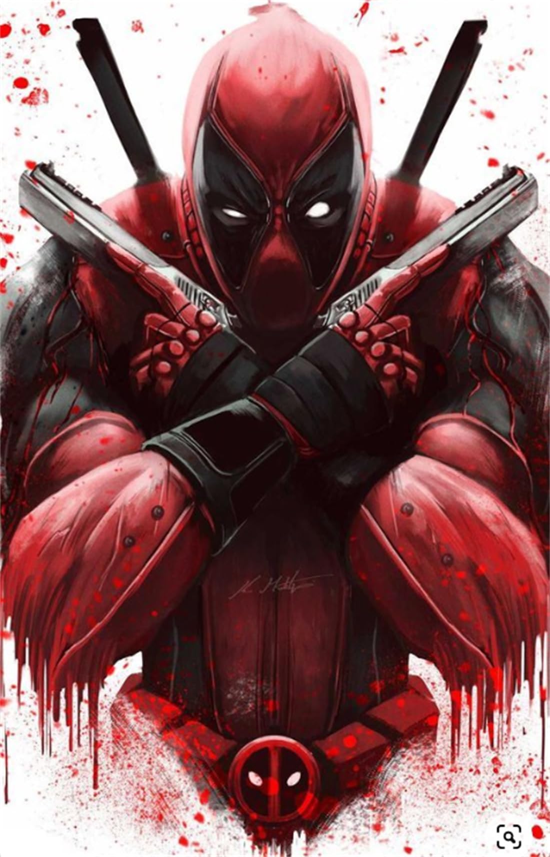 QQUEEN Deadpool Diamond Painting Kits for Adults and Children, 5D DIY Anime Cross Stitch Full Round Drill Crystal Rhinestone Embroidery Pictures Arts Craft for Home Wall Decor，12"x16"