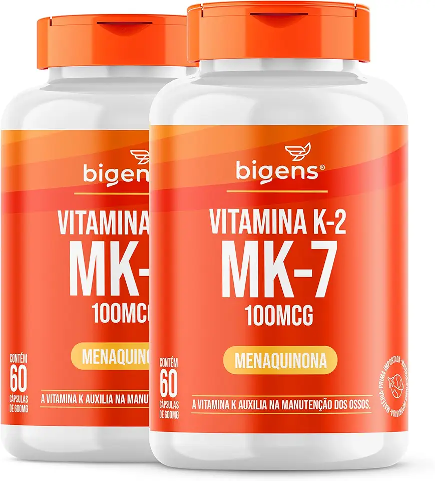 Vitamina K2 Mk-7, (Mk7) 100 Mcg, Biogens, Kit 2x 60 cápsulas
