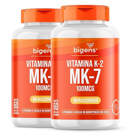Vitamina K2 Mk-7, (Mk7) 100 Mcg, Biogens, Kit 2x 60 cápsulas