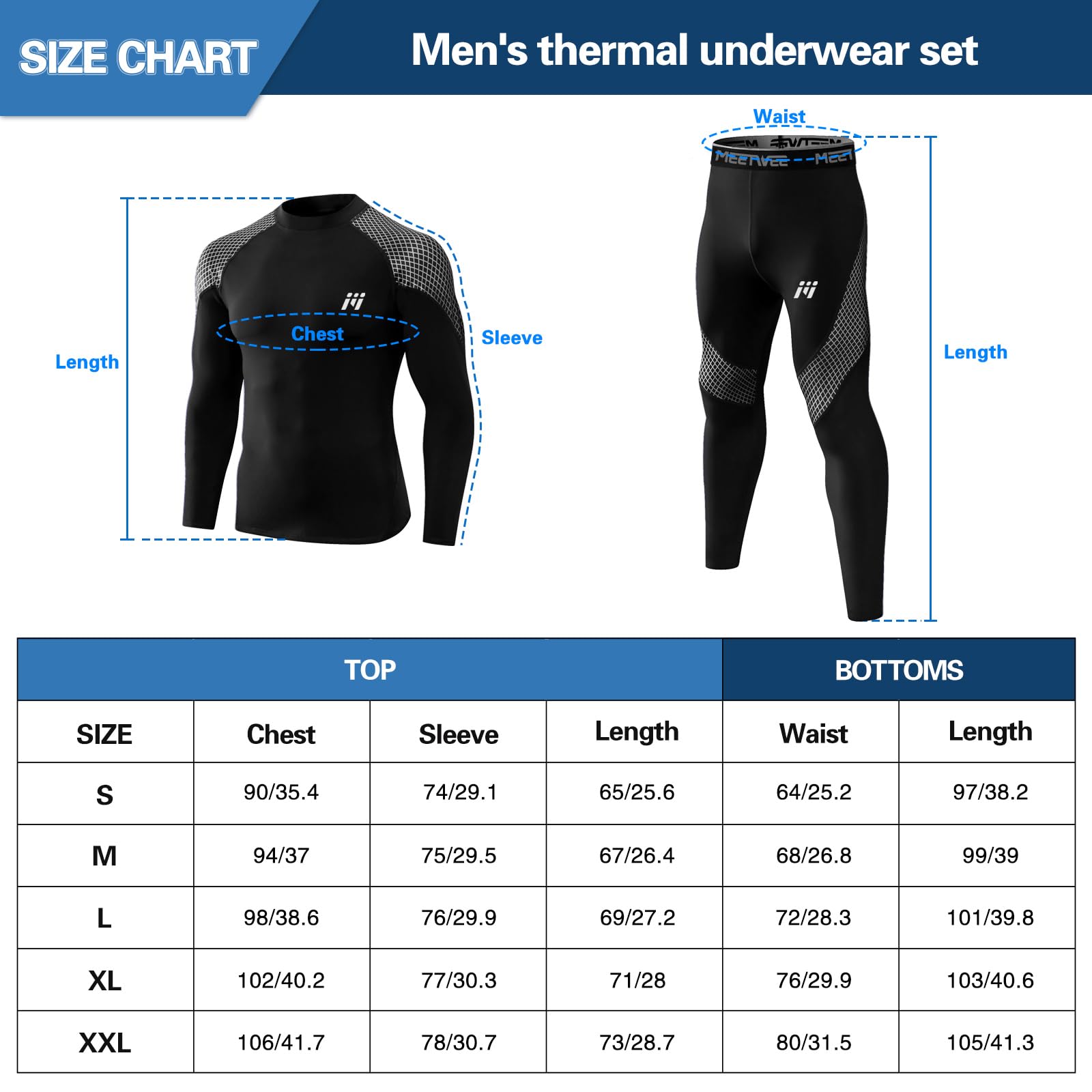MEETWEE Zestawy termiczne męskie Mężczyźni Men Thermal Underwear Set (1 w zestawie)